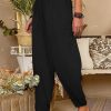 Women's Tapered pants Pants Trousers Faux Linen Black Blue Grey Fashion Casual Daily Side Pockets Baggy Full Length Comfort Plain S M L XL 2XL