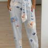 Women's Pants Trousers White Yellow Gray Casual Holiday Weekend Side Pockets Print Micro-elastic Full Length Comfort Floral S M L XL 2XL