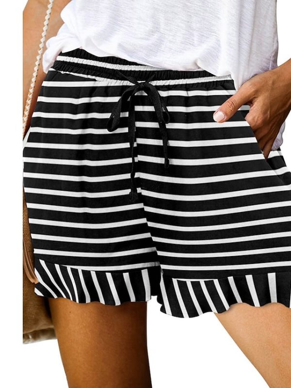 Women's Wide Leg Shorts Black White Pink Fashion Basic Holiday Weekend Ruffle Side Pockets Micro-elastic Short Comfort Floral S M L XL 2XL