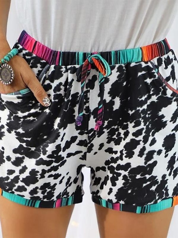 Women's Wide Leg Shorts Casual Shorts Black White Yellow Beach Wear Casual Holiday Vacation Weekend Side Pockets Print Micro-elastic Short Comfort Graphic S M L XL 2XL