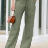 Women's Wide Leg Pants Trousers Black Army Green Beige Fashion Casual Daily Side Pockets Wide Leg Full Length Comfort Plain S M L XL 2XL