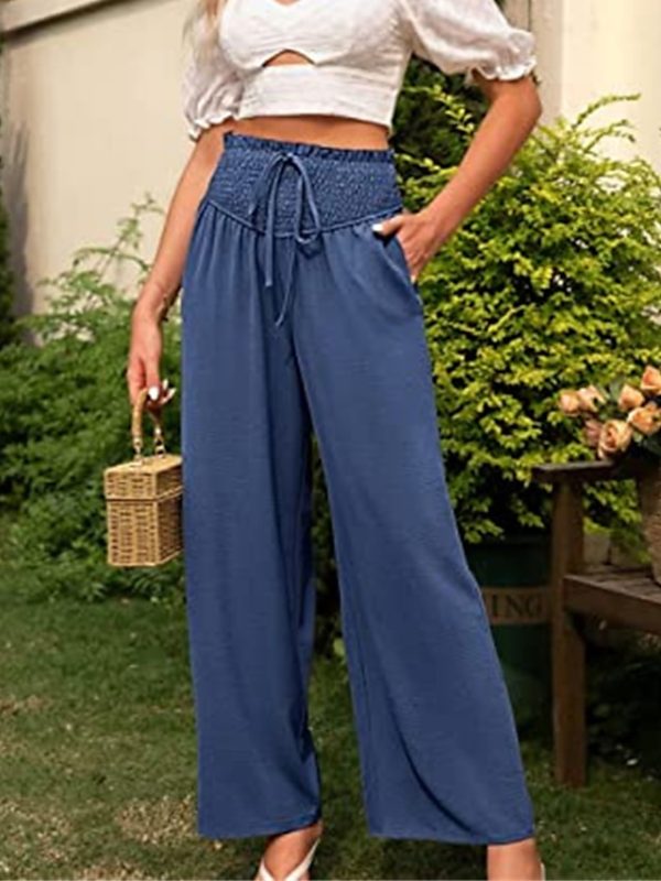 Women's Wide Leg Pants Trousers Black Army Green Navy Blue Casual Daily Casual Daily Side Pockets Wide Leg Full Length Comfort Plain S M L XL 2XL