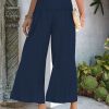 Women's Wide Leg Pants Trousers Palazzo Pants Cotton Navy Black White Fashion Basic Vacation Beach Baggy High Cut Micro-elastic Ankle-Length Comfort Plain S M L XL 2XL