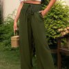 Women's Wide Leg Pants Trousers Black Army Green Navy Blue Casual Daily Casual Daily Side Pockets Wide Leg Full Length Comfort Plain S M L XL 2XL