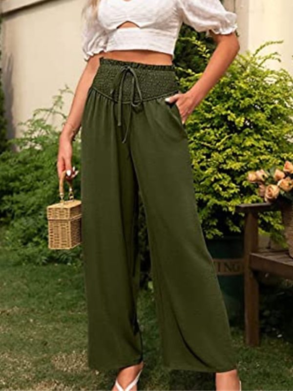 Women's Wide Leg Pants Trousers Black Army Green Navy Blue Casual Daily Casual Daily Side Pockets Wide Leg Full Length Comfort Plain S M L XL 2XL