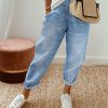 Women's Pants Trousers Faux Denim Blue Fashion Casual Daily Side Pockets Full Length Comfort Plain S M L XL XXL