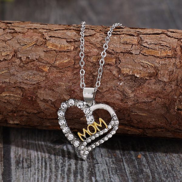 Mother Day Necklace Love Shape Letter Retro Style Jewelry Gift for Mom