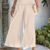 Women's Wide Leg Pants Trousers Palazzo Pants Cotton Navy Black White Fashion Basic Vacation Beach Baggy High Cut Micro-elastic Ankle-Length Comfort Plain S M L XL 2XL