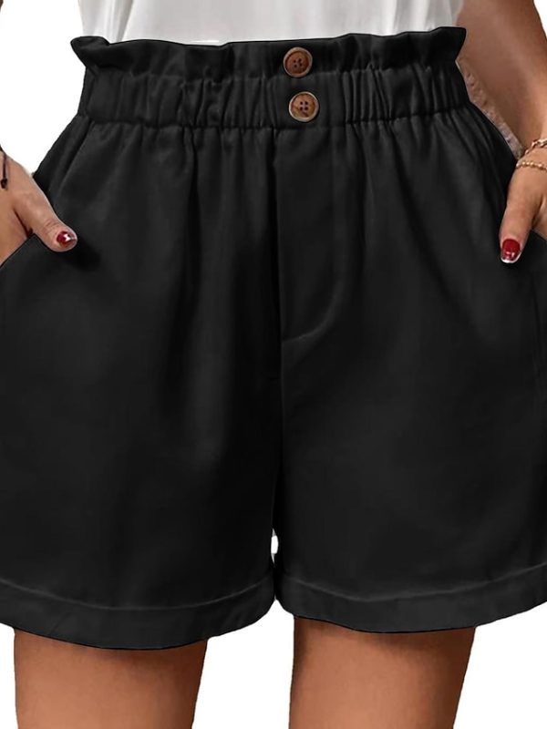 Women's Wide Leg Shorts Faux Linen Black White Wine Fashion Casual Weekend Side Pockets Short Comfort Plain S M L XL 2XL