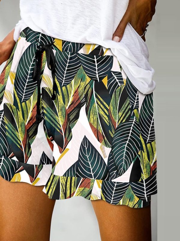 Women's Wide Leg Shorts Black White Pink Fashion Basic Holiday Weekend Ruffle Side Pockets Micro-elastic Short Comfort Floral S M L XL 2XL