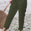Women's Pants Trousers Faux Linen Black White Army Green Fashion Casual Daily Side Pockets Ankle-Length Comfort Plain S M L XL 2XL