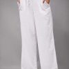 Women's Wide Leg Pants Trousers Faux Linen White Fashion Casual Weekend Side Pockets Full Length Comfort Plain S M L XL 2XL