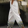 Women's Pants Trousers Faux Linen Golden Blue Fashion Casual Weekend Side Pockets Full Length Comfort Geometric S M L XL XXL