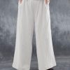 Women's Wide Leg Pants Trousers Faux Linen White Pink Blue Fashion Casual Weekend Side Pockets Wide Leg Full Length Comfort Plain S M L XL 2XL