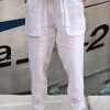 Women's Pants Trousers Straight Faux Linen White Fashion Basic Daily Vacation Side Pockets High Cut Calf-Length Comfort Plain S M L XL 2XL